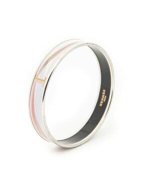 Hermes Enamel Bangle Pink Print Motif Bracelet